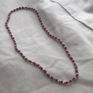 Red white and blue seed bead choker